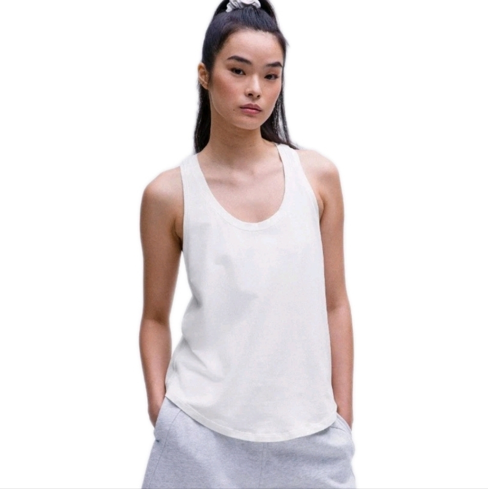 Lululemon Love Tank Top Size 14 White Black Striped Sleeveless Women's Athletic